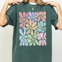 Medium Blue Spruce Green Colorful Gorgeous Abstract Flowers Boho Floral Design Summer Vibes Gardening Festival Nature Comfort Colors Tee