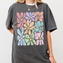 Medium Pepper Dark Gray Colorful Gorgeous Abstract Flowers Boho Floral Design Summer Vibes Gardening Festival Nature Comfort Colors Tee