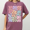 Small Berry Red Colorful Gorgeous Abstract Flowers Boho Floral Design Summer Vibes Gardening Festival Nature Comfort Colors Tee