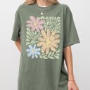  Earthy Gorgeous Abstract Flowers Boho Floral Design Summer Vibes Gardening Festival Nature Comfort Colors Tee