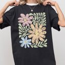 XXL Black Earthy Gorgeous Abstract Flowers Boho Floral Design Summer Vibes Gardening Festival Nature Comfort Colors Tee