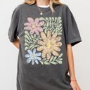 Large Pepper Dark Gray Earthy Gorgeous Abstract Flowers Boho Floral Design Summer Vibes Gardening Festival Nature Comfort Colors Tee