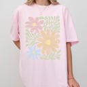 Medium Blossom Light Pink Earthy Gorgeous Abstract Flowers Boho Floral Design Summer Vibes Gardening Festival Nature Comfort Colors Tee