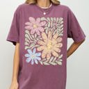 Medium Berry Red Earthy Gorgeous Abstract Flowers Boho Floral Design Summer Vibes Gardening Festival Nature Comfort Colors Tee