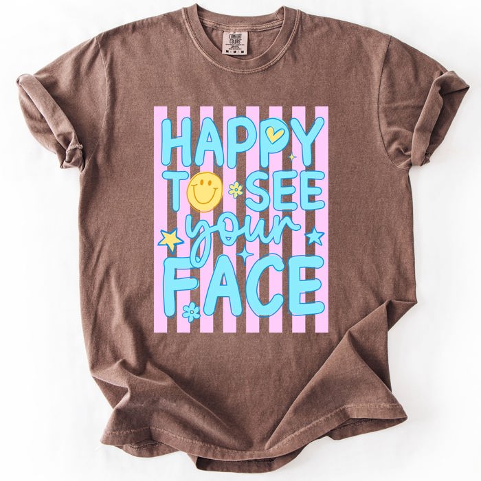 Happy To See Your Face, Trending Stripes, Teacher, Student, Back To School Comfort Colors T-Shirt