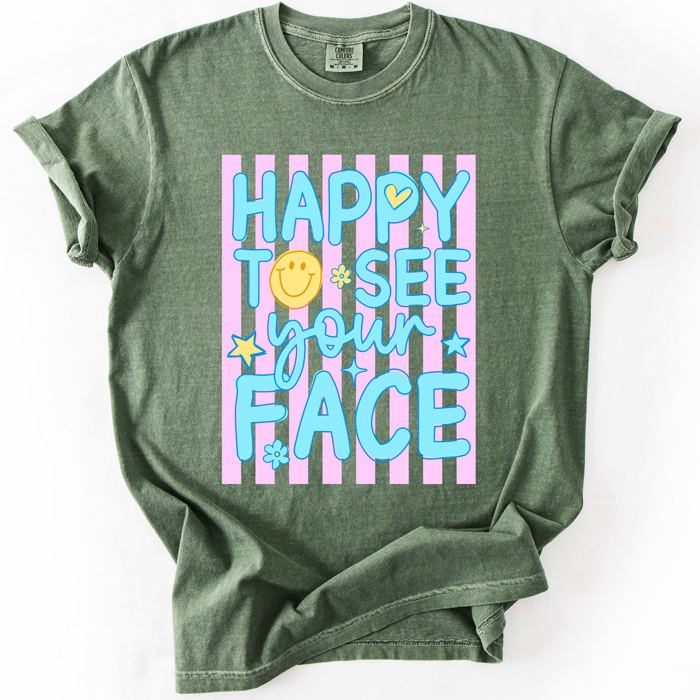 Happy To See Your Face, Trending Stripes, Teacher, Student, Back To School Comfort Colors T-Shirt