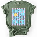 Large Moss Dark Green Happy To See Your Face, Trending Stripes, Teacher, Student, Back To School Comfort Colors T-Shirt