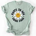 XXXL Bay Sage Green Happy To See Your Face, Retro Daisy, Back To School, Student, Teacher Comfort Colors T-Shirt
