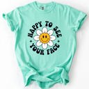 Large Island Reef Happy To See Your Face, Retro Daisy, Back To School, Student, Teacher Comfort Colors T-Shirt