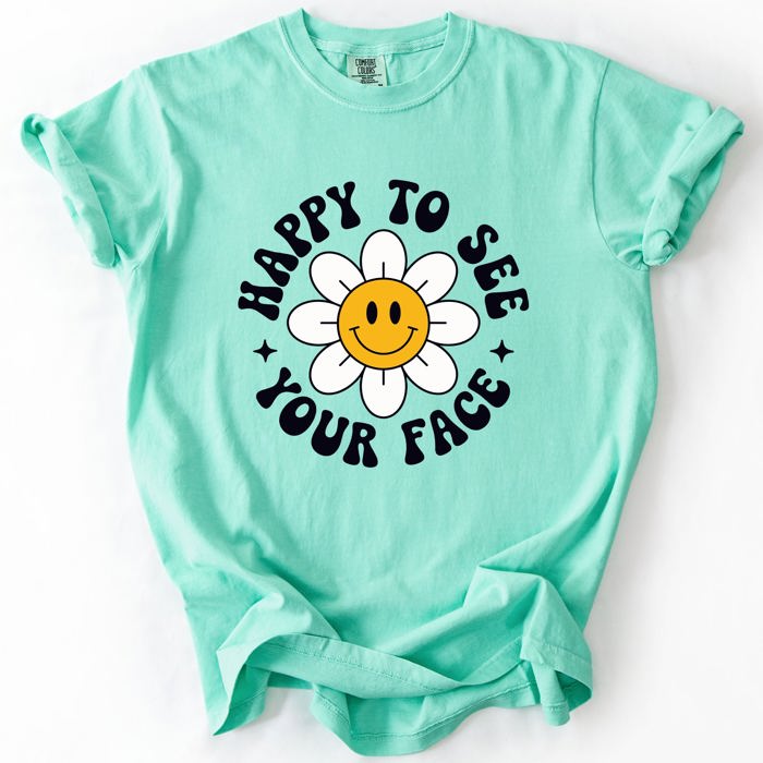 Happy To See Your Face, Retro Daisy, Back To School, Student, Teacher Comfort Colors T-Shirt