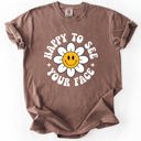 Large Espresso Happy To See Your Face, Retro Daisy, Back To School, Student, Teacher Comfort Colors T-Shirt