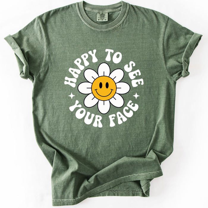 Happy To See Your Face, Retro Daisy, Back To School, Student, Teacher Comfort Colors T-Shirt