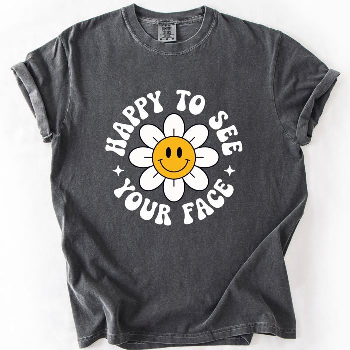 Happy To See Your Face, Retro Daisy, Back To School, Student, Teacher Comfort Colors T-Shirt