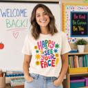  Happy To See Your Face, Back To School, Student, Teacher, Colorful Comfort Colors T-Shirt