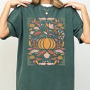 Small Blue Spruce Green Autumn Folk Art Pumpkins Simplicity Fall Thanksgiving Halloween Comfort Colors Tee