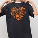 XXL Black Autumn Heart Design Pumpkins Flowers Leaves Fall Thanksgiving Halloween Comfort Colors Tee