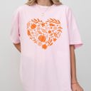 Large Blossom Light Pink Autumn Heart Design Pumpkins Flowers Leaves Fall Thanksgiving Halloween Comfort Colors Tee