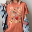 Small Yam Autumn Pressed Flowers With Botanical Leaves And Rustic Fall Aesthetic For Nature Lovers Comfort Colors Tee