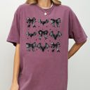  Bats and Black Bows Vampire Coquette Gothic Ribbons Lace Fangs Comfort Colors Tee
