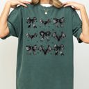 XL Blue Spruce Green Bats and Black Bows Vampire Coquette Gothic Ribbons Lace Fangs Comfort Colors Tee