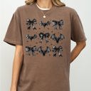 Medium Espresso Brown Bats and Black Bows Vampire Coquette Gothic Ribbons Lace Fangs Comfort Colors Tee