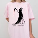 Medium Blossom Light Pink Bitch I Am The Treat Trick Or Treat Death Skeleton Witch Crude Sarcastic Vulgar Comfort Colors Tee