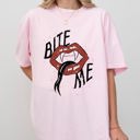 Medium Blossom Light Pink Bite Me Lips Vampire Funny Sexy Crude Sarcastic Vulgar Edition Comfort Colors Tee