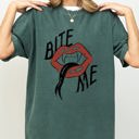 XL Blue Spruce Green Bite Me Lips Vampire Funny Sexy Crude Sarcastic Vulgar Edition Comfort Colors Tee