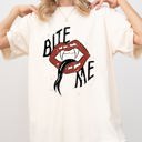 XL Ivory Cream Bite Me Lips Vampire Funny Sexy Crude Sarcastic Vulgar Edition Comfort Colors Tee