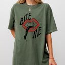 XXXL Moss Dark Green Bite Me Lips Vampire Funny Sexy Crude Sarcastic Vulgar Edition Comfort Colors Tee