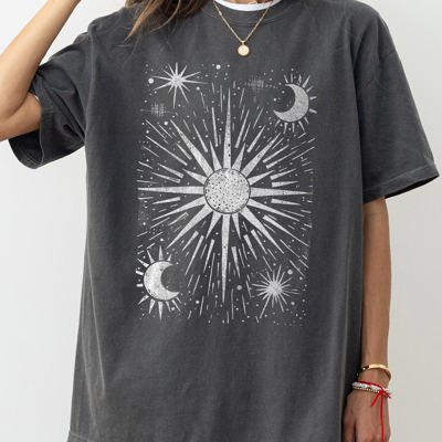 Celestial Stars, Moon, Mystical, Space Night Sky Print Limited Edition Comfort Colors Tee
