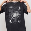 Small Black Celestial Stars, Moon, Mystical, Space Night Sky Print Limited Edition Comfort Colors Tee