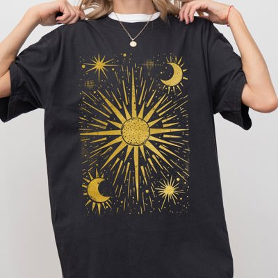 Celestial Stars Moon Mystical Space Vintage Cosmic Dreamscape Comfort Colors Tee