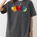 Medium Pepper Dark Gray Colorful Autumn Leaves Fall Foliage Botanical Halloween Thanksgiving Comfort Colors Tee