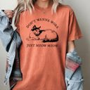 Medium Yam Don't Wanna Work, Just Meow Meow Cat Lover Funny Sarcastic Graphic Comfort Colors Tee