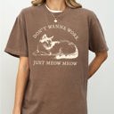 XL Espresso Brown Don't Wanna Work, Just Meow Meow Cat Lover Funny Sarcastic Graphic Comfort Colors Tee