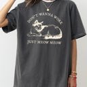 Medium Pepper Dark Gray Don't Wanna Work, Just Meow Meow Cat Lover Funny Sarcastic Graphic Comfort Colors Tee