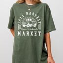 Large Moss Dark Green Fall Harvest Market Hayrides Pumpkins Autumn Thanksgiving Halloween Comfort Colors Tee