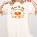 XL Ivory Cream Farm Fresh Pumpkins Hand Picked Retro Farm Country Halloween Thanksgiving Autumn Fall Comfort Colors Tee