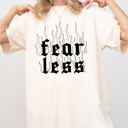 XL Ivory Cream Fear Less Flames Gothic Aesthetic Icon Collection Bold Nightwear Series Comfort Colors Tee