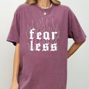 Small Berry Red Fear Less Flames Gothic Aesthetic Icon Collection Bold Nightwear Series Comfort Colors Tee