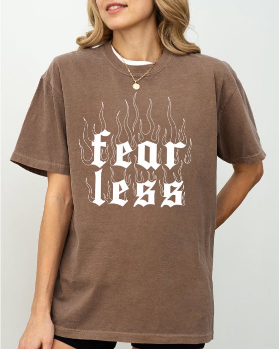 Fear Less Flames Gothic Aesthetic Icon Collection Bold Nightwear Series Comfort Colors Tee