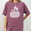 XL Berry Red Folk Art Pumpkin Autumnal Festival Thanksgiving Halloween Seasonal Decor Print Comfort Colors Tee