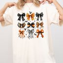 Large Ivory Cream Halloween Bat Bows Girly Ribbons Coquette Spooky Autumn Fall Thanksgiving Comfort Colors Tee