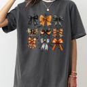 Small Pepper Dark Gray Halloween Bat Bows Girly Ribbons Coquette Spooky Autumn Fall Thanksgiving Comfort Colors Tee