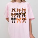 Large Blossom Light Pink Halloween Bows Girly Ribbons Coquette Spooky Autumn Fall Thanksgiving Comfort Colors Tee