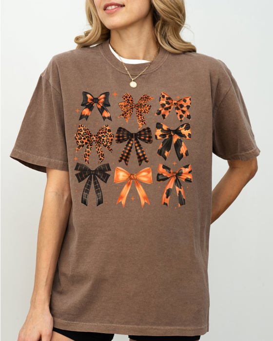Halloween Bows Girly Ribbons Coquette Spooky Autumn Fall Thanksgiving Comfort Colors Tee