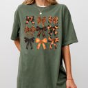 XXXL Moss Dark Green Halloween Bows Girly Ribbons Coquette Spooky Autumn Fall Thanksgiving Comfort Colors Tee
