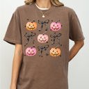  Halloween Cute Pumpkins Bows Jack-O-Lantern Girly Ribbons Coquette Spooky Autumn Fall Thanksgiving Comfort Colors Tee