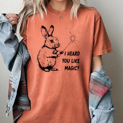 I Heard You Like Magic Rabbit Wand Vintage Illustration Character Artwork Comfort Colors Tee